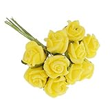 Prettyia 約200本入り　人工バラ　造花　ブーケ　結婚式　パーティー　花嫁の装飾　イエロー　セット