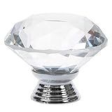 SODIAL(R) 8 X LS-D3020 40MM クリアクリスタルガラスダイヤモンドカット　ドアノブ　キッチン　キャビネット　引き出しノブ+スクリューホームデコレーション