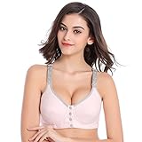 Guangqi妊娠女性ブラ下着マタニティ授乳開きボタン授乳ブラ 40/90 ピンク