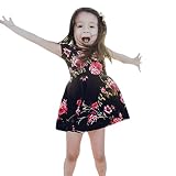 YAYUYAO 赤ちゃん 女の子子供服 花柄 プリント ドレス 日曜日 カジュアル ワンピース スカート子供服 最新 お姫様 通園 発表会 旅行 プレゼント 1-5 歳 プリンセス (ブラック, 11