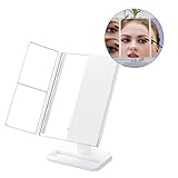 tri-fold LED Cosmeticミラー、angtuo USBプロフェッショナル1 × / 2 × / 3 ×倍率Beauty Make Up卓上ミラーwithライトfor Meet異なる角度