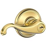 Schlage F51ACLT505BRK F51A CALLINGTON 505 BRK Brookshire Deco Rose Entry Door Lock, Lifetime Bright 