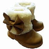 女の子用 シューズ 冬季　保温 ブーツ スノーブーツ (ブラウン)
