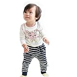 AIKEE 子供服 ベビー モンキー パンツ 赤ちゃん ストライプ ロングパンツ 男の子 女の子 コットン ズボン strippant NVY 73