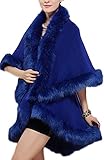 （Galette des Rois） c06ryb レディース ショール コート フェイクファー ドレス 厚手 アウター c06 (フリー, ロイヤルブルー)