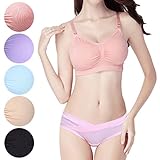 (スタイル・ワン) 1/style マタニティ 産後 授乳 ブラジャー ＆ ローライズ ショーツ 上下 セット (L, パープル)