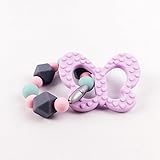 シリコン 歯固め ジュエリー 歯がため おしゃぶり 蝶型 赤ちゃんのおもちゃ?ママ授乳ブレスレット オーガニック ラトル[BPAフリー][FDA認可済]安全 無味 パープル