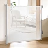Danlanyo ベビーゲート ロール 穴あけ不要 赤ちゃん ゲート ペットゲート 階段上 高さ97cm 最大幅140cm 巻き取り式 室内 玄関 台所 日本語の説明書付き (白い色, 140cm)
