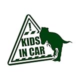 恐竜 Kids in car カッティングステッカー ダークグリーン 深緑