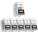【SUNINK】キャノン 用 互換 詰め替えインク BC-340XL/BC-360XL(BK/顔料ブラック)*5+BC-341XL/BC-361XL(3色カラー)*1【合計6本】対応:MG4230/MG4130/MG3630/MG3530/MG3230/MG3130/MG2130/MX523/MX513/TS5130/TS5130S/TS5330/TS5430