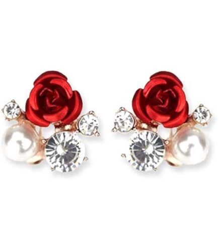 Amazon | 両耳用 薔薇 ネジ式 イヤリング 花 フラワー ゴールド