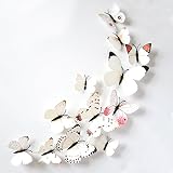 Uelfbaby 3D Butterfly Wall Sticker, Pack of 12, White [並行輸入品]