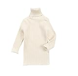 REILI　セーター　ガールズ　無地　ハイネック　ニット　女の子　通学　通園　シンプル　可愛い　子供服　キッズセーター　防寒服 (100, ホワイト)