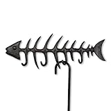 アボットコレクションCast Iron Fishbone Quadruple壁フック、ブラウン(大)