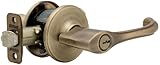 Kwikset 405DNL 5 CP Security Dorian Entry Lever, Antique Brass [並行輸入品]