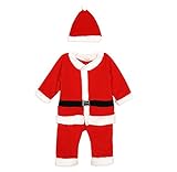 K+Mee 子供服 ベビー服 赤ちゃん クリスマス 男の子 女の子 连体 ワンピース 七分袖 春秋冬 普段着 仮装 パーティー イベント 寝間着 かわいい おしゃれ 人気　服＋帽子 2点 セット 誕生