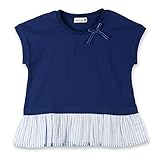 ブランシェス（branshes） 裾フリル×リボン半袖Tシャツ【ネイビーブルー/（04）100cm】
