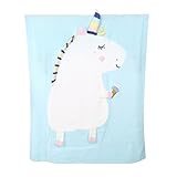 Kesoto 幼児　ベビー　ユニコーン　ブランケット　スリーピング　スワドル　寝具　バス　簡単　ラップ　　全2色 - 青