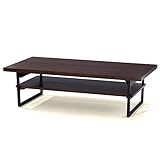 LOWYA （ロウヤ） テーブル ローテーブル 折りたたみ 天然木 突板 パイン材 スチール脚 面取り加工 選べる収納棚 ウッドタイプ 幅120cm ダークブラウン