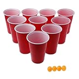 Chone Beer Pong Drinking Game Set with 24カップ&ボール4個、Xmas Pub BBQインドアファミリパーティーキッズ面白いゲーム