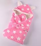 corolerベビーラップおくるみブランケットCozy Sleeping Bag with波パターンExtra Thick for秋、冬、春0 – 12月Baby One Size ピンク