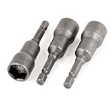 DealMux 1/4シャンク13ミリメートル六角スパナナットドライバビットグレー3個