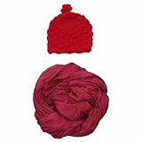 (フィーショー)FEESHOW ベビーラップブランケット ベビーコスチューム 着ぐるみ おくるみ 写真撮影 寝相アート 出産祝い ハット付き ２点セット レッド Free