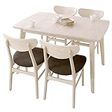 ダイニングセット 5点セット 簡単操作 伸縮天板 無垢材 4人掛 天板幅120～160 ホワイトウォッシュ/ブラウン