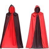 [Ayoii] ハロウィンマント 仮装用マント コスチューム ドラキュラ変装 ロング ハロウィン 肩下約140㎝ フード付き ハロウイン仮装 コスプレ衣装 死神 悪魔 魔法師 吸血鬼 リバーシブル 文化祭 学園祭 コスプレ ハロウィーン フリーサイズ 大人用 男女兼用 cosplay (フード付き 140CM)