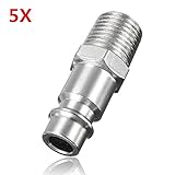 ILS - 5 pieces 1/4 BSP Male Thread Hose Adapter Plug Compressor Quick Coupling Connector 10mm