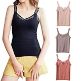 [Roiyezo] キャミソール レディース ニット レース胸元あき vネック キャミソール レディース 秋冬 厚手 蓄熱セクシー谷间 重ね着インナー ベーシックタンクトップ ビスチェ 暖かい