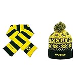 NCAA Oregon Ducks Striped Rugby Scarf and subarticビーニー帽子2パックバンドル