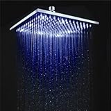 8 " Noバッテリー正方形3カラーLED真鍮Rainfall浴室ミキサーシャワーヘッド、クローム仕上げys-1692