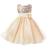 DIAMONDOキッズ子供女の子ノースリーブスパンコールフォーマルドレスフラワープリンセスドレス