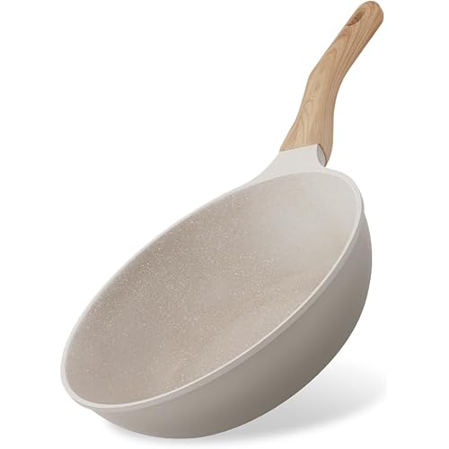 アイリスオーヤマ ナチュかる フライパン 炒め鍋 26cm IH/ガス火対応 軽量 食材がくっつきにくいフッ素コーティング 内側は上品なマーブル模様 炒め鍋 深型フライパン NTL-W26MO グレイッシュモカ