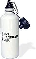 3dRose "Best Granddad Ever-Grandad Gifts for Grandfathers-Fun ユーモラスな家族愛 ユーモアブラックテキスト" スポーツウォーターボトル 21オンス ホワイト