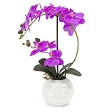 人工花オーキッドArrangement withホワイト花瓶センターピースホーム結婚式オフィスデコレーション ピンク