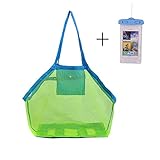 Kakooビーチメッシュトートバッグビーチおもちゃシェルストレージバッグwith防水電話バッグfor Toys Swim Boating