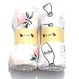 PS BABY 2組 モスリン コットン ベビー ガーゼ おくるみ ケット (バラxミルク)