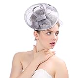 女の子のカチューシャ、女性ロイヤルヴィンテージウェディングハットダービーパーティーキャップヘッドバンドとフォーククリップティーパーティー帽子,B