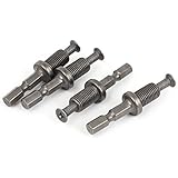 uxcell 　ドリルチャックアダプター　スクリュー付き　グレー　メタル製　46 x 14mm　4本入り