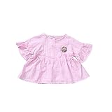 ベイビー服 ワンピース 夏女の子半袖ストライプドレス Pojour 1-6歳子供かわいいスカート 綿 通気 ピンク(80cm)