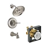 デルタDelta ktsdvi-t14455h2o-h712-ss Victorianタブ/シャワーキットpressure-balance単一機能カートリッジwith磁器レバーハンドル、ブリリアンスス