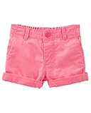 OshKosh B ' goshベビー女の子Twill Roll Cuff shorts-ネオンピンク- 4 Kids