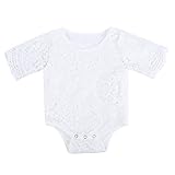 MIOIM ベビーロンパース 女の子 半袖 レース柄 白 tシャツ キッズ 新生児 赤ちゃん 連体服 足つき カバーオール ボディスーツ 肌着