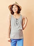 Angeliebe エンジェリーベ マタニティ 授乳口付き タンクトップ 綿混 やわらか フライス 妊婦服 産前 産後 M ～ L 杢 グレー 21759 21759302