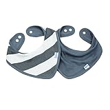 Bumkins Printed Waterproof Bandana Bib 2 Pack, Gray Stripe (0-9 Months) by Bumkins