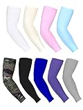 bememo 9ペアユニセックスUV保護スリーブロングアームスリーブ冷却袖アイスシルクアームカバー袖、9色