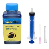 ブラザー （BROTHER）用 シアン （昇華） 詰め替え 互換インク superInk 100ml （全機種対応） + 手袋1組 + 10ml注入器 + 針 + キャップ