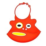 エルフ ベビー(Fairy Baby) 洗濯可 食事エプロン ポケット付スタイ 調節可 シリカゲル 赤い